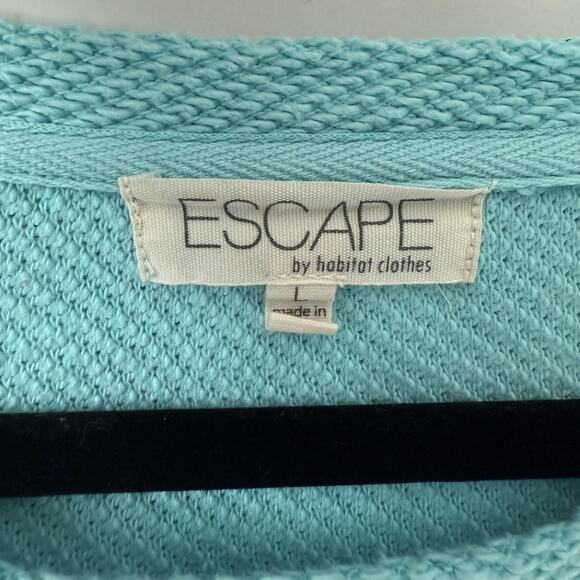 Escape by Habitat Sweater Womens Large Aqua Textured Knit Crewneck Pullover - Picture 4 of 9